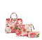 3-in-1 Glossy Flower Printed Satchel Set