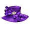 LARGE BRIM SATIN CHURCH HAT W Curly Bow and Stone Brooch DETAIL