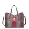 Tie-dyed 3in1 Crocodile Skin Large Push Lock Satchel Bag