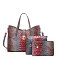 Tie-dyed 3in1 Crocodile Skin Large Push Lock Satchel Bag