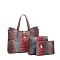 Tie-dyed 3in1 Crocodile Skin Large Push Lock Satchel Bag