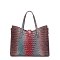 Tie-dyed 3in1 Crocodile Skin Large Push Lock Satchel Bag