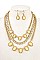 OPAL STONE FRAMED LAYERED BIB NECKLACE SET