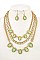 OPAL STONE FRAMED LAYERED BIB NECKLACE SET