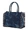 Quilted Tie Dyed Denim Tote with Guitar Strap
