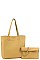 2IN1 TWO COLOR REVERSIBLE TOTE AND CLUTCH SET