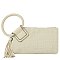 Canvas Cuff Handle Tassel Wristlet Clutch