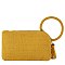 Canvas Cuff Handle Tassel Wristlet Clutch