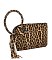 Leopard Cuff Handle Tassel Wristlet Clutch