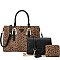 Leopard Buckle Top Handle Satchel 3-in-1 Set