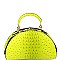 2-Way Neon Ostrich Print Medium Half-Moon Satchel