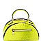 2-Way Neon Ostrich Print Medium Half-Moon Satchel