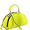 2-Way Neon Ostrich Print Medium Half-Moon Satchel