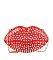 Rhinestone Lips Semi Transparent Clutch Crossbody Bag