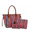 Tribal Leopard Stripe Printed Canvas 3-in-1 Shopper