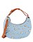 Denim LOVE Studded Shoulder Bag Hobo