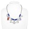 ZETA PHI BETA Sorority Crystal Enamel Coated Adjustable Multi Charm SILVER Necklace