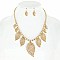 CUTE METAL LEAF CHARM NECKLACE AND EARRINGS SET