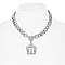 FASHION CROWN PENDANT CRYSTAL RHINESTONE CHAIN LINK TOGGLE NECKLACE