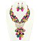 COLORED CRYSTAL TEARDROP STATEMENT NECKLACE SET