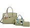 Fashion Scarf Top Handle Padlock 3-in-1 Satchel Set