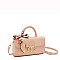 2 in 1 Fashion Colorblock Twist Lock Flap Satchel with Wallet