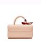 2 in 1 Fashion Colorblock Twist Lock Flap Satchel with Wallet