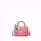 2 in 1 Fashion Scarfed Colorblock Twist Lock Flap Satchel with Wallet