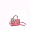 2 in 1 Fashion Scarfed Colorblock Twist Lock Flap Satchel with Wallet