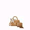 2 in 1 Fashion Scarfed Colorblock Twist Lock Flap Satchel with Wallet