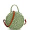 2-Way Bohemian Straw Round Medium Satchel