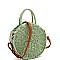 2-Way Bohemian Straw Round Medium Satchel