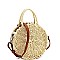 2-Way Bohemian Straw Round Medium Satchel