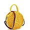 2-Way Bohemian Straw Round Medium Satchel