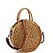 2-Way Bohemian Straw Round Medium Satchel