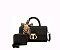 2 in 1 Fashion Colorblock Twist Lock Flap Satchel with Wallet