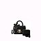 2 in 1 Fashion Scarfed Colorblock Twist Lock Flap Satchel with Wallet