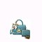 2 in 1 Fashion Scarfed Colorblock Twist Lock Flap Satchel with Wallet