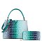 2 In1 Croc -V- Emblem Bucket Handbag with Wallet