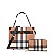 2 in 1 Monogram Plaid Medium Tote Wallet Set