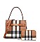 2 in 1 Monogram Plaid Medium Tote Wallet Set